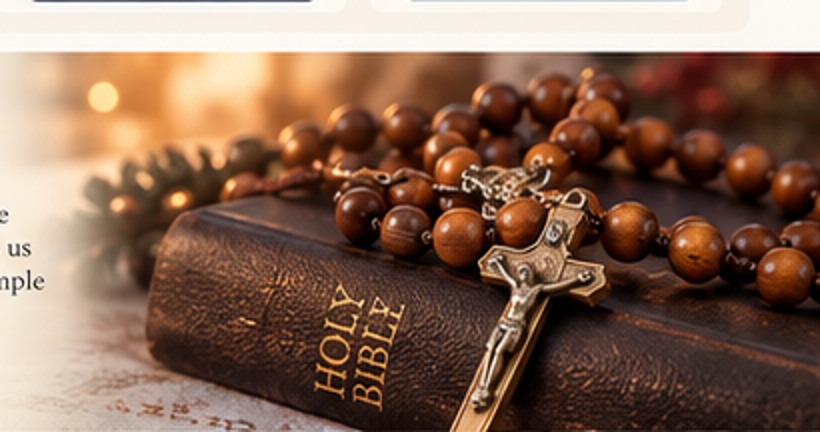 Illustrative rosary on a Bible